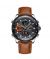 Timezone Aurora Crest Watch For Men (TZ-1303)-Black Bezel - Camel Color Strap - On Installments - IS-0205